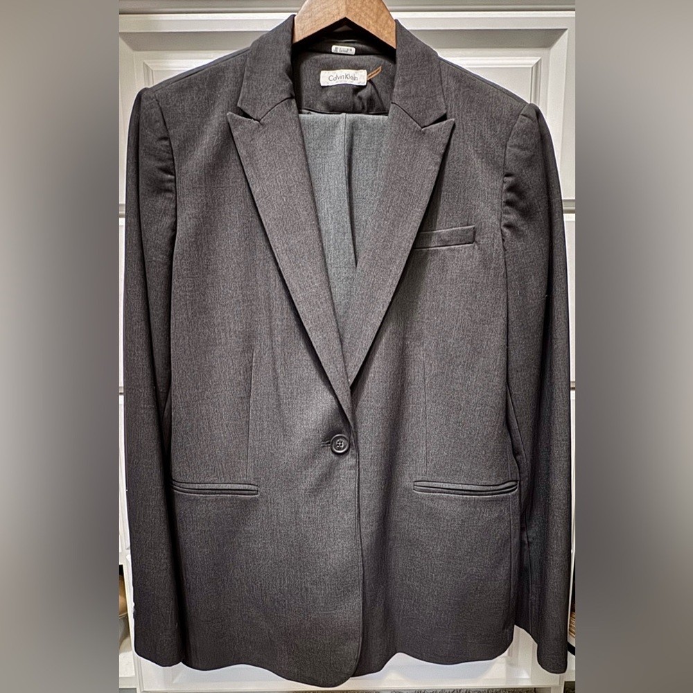 Calvin Klein Women’s Charcoal Gray Suit Jacket & Pant Set - Size 12